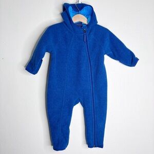 REI Blue Fleece Hooded Bunting Suit Size 6 Months